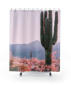 Desert Cactus Shower Curtain, Unique Southwest Bathroom Decor