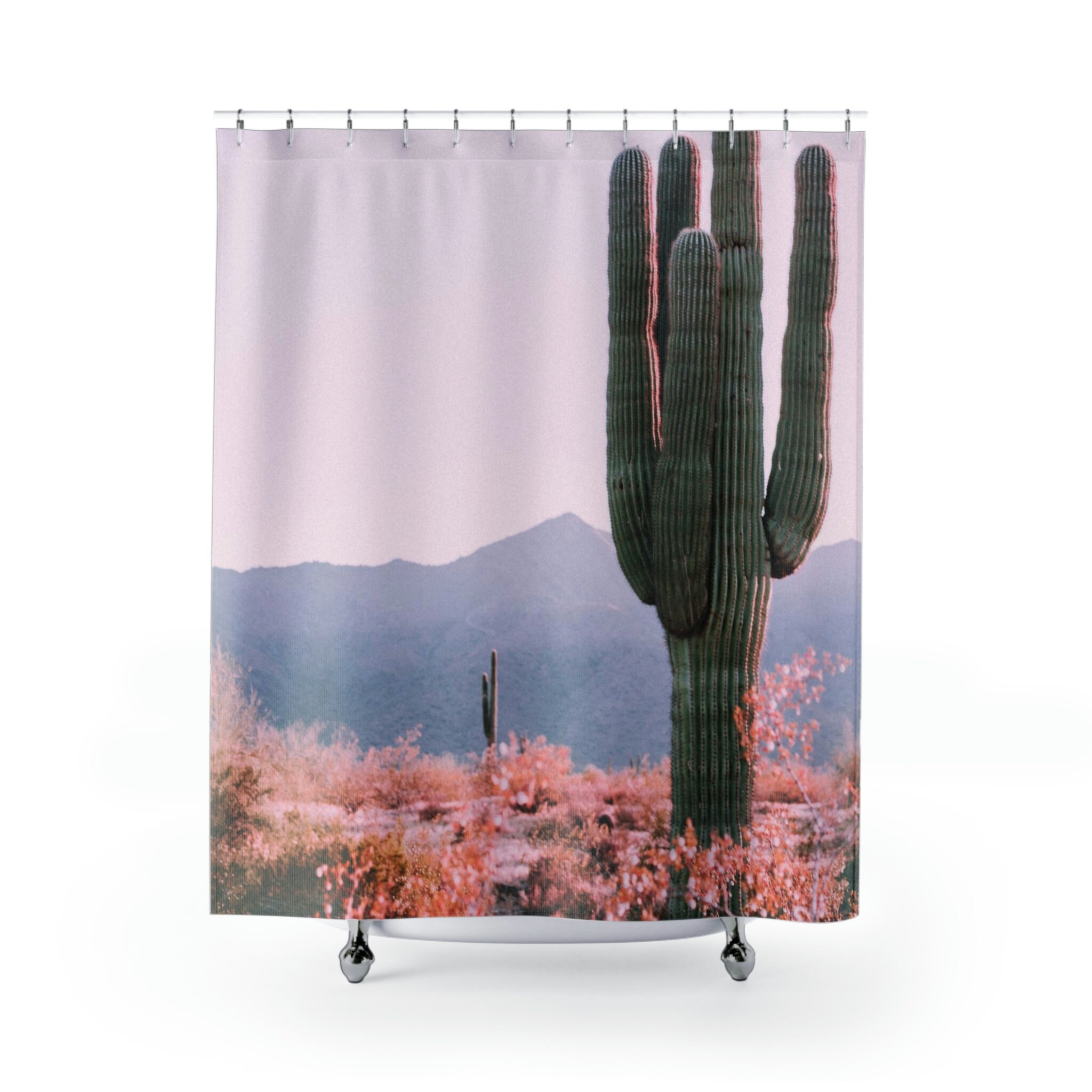 Desert Cactus Shower Curtain, Unique Southwest Bathroom Decor