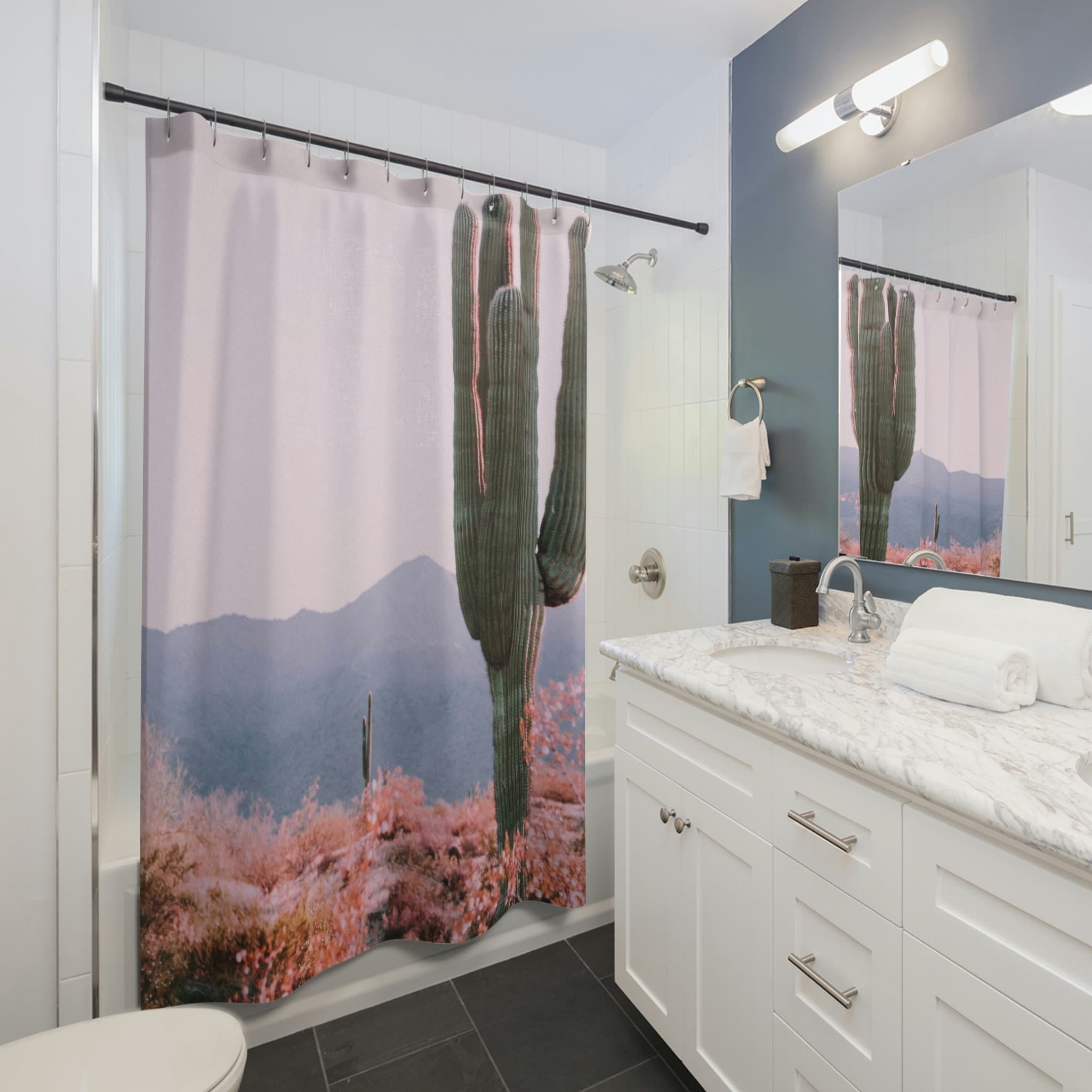 Desert Cactus Shower Curtain, Unique Southwest Bathroom Decor - Image 2