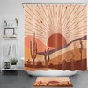 Desert Cactus Tropical Plant Shower Curtain With Abstract Sun Design For Bathroom Decor