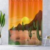 Desert Landscape Cactus Shower Curtain, Southwestern Bathroom Decor with Unique Design