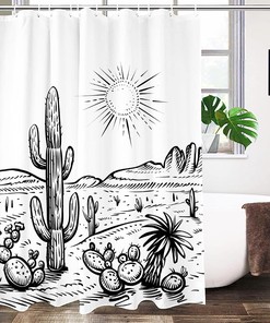Desert Landscape Cactus Western Shower Curtain - A Rustic And Beautiful Design For Your Bathroom