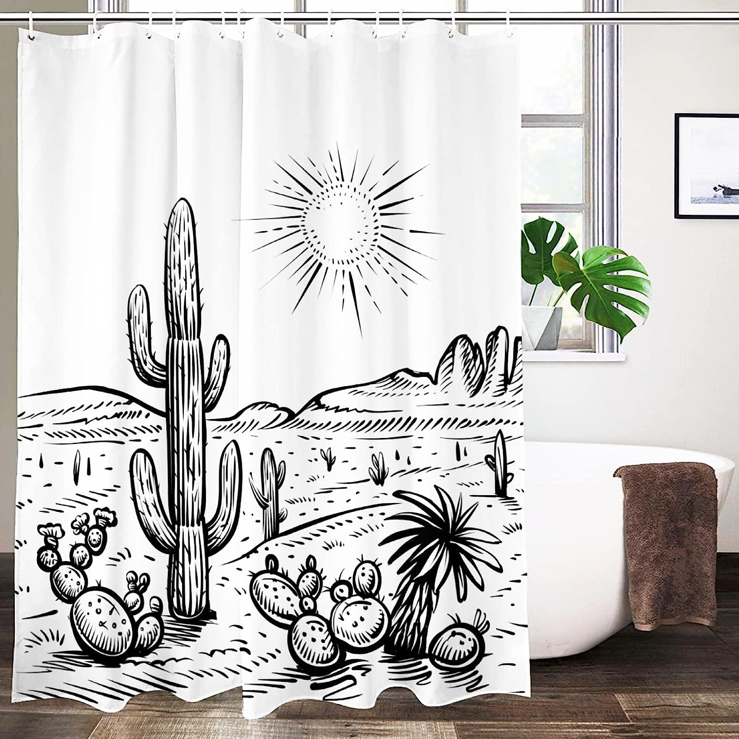 Desert Landscape Cactus Western Shower Curtain - A Rustic And Beautiful Design For Your Bathroom