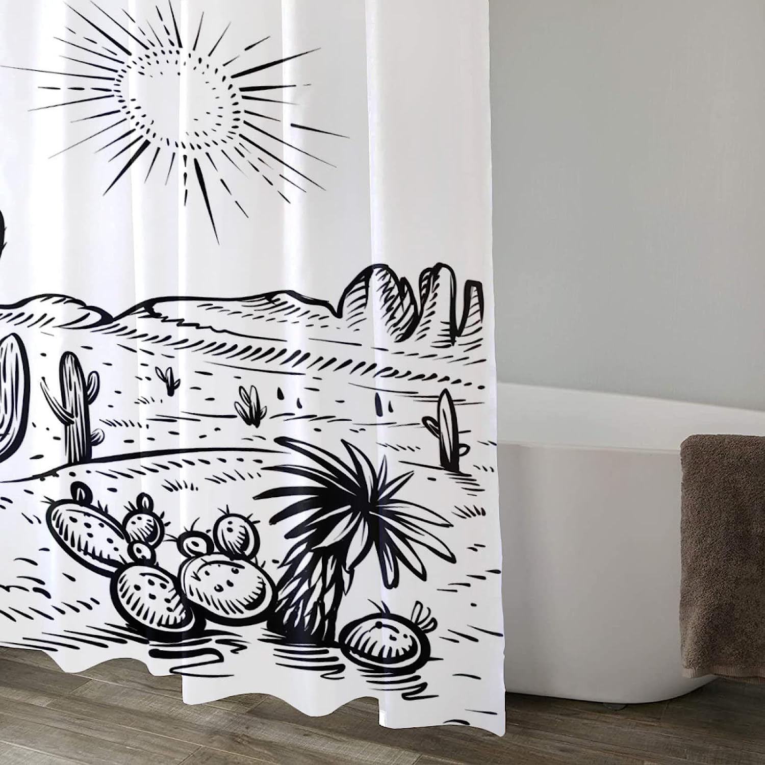Desert Landscape Cactus Western Shower Curtain - A Rustic And Beautiful Design For Your Bathroom - Image 2