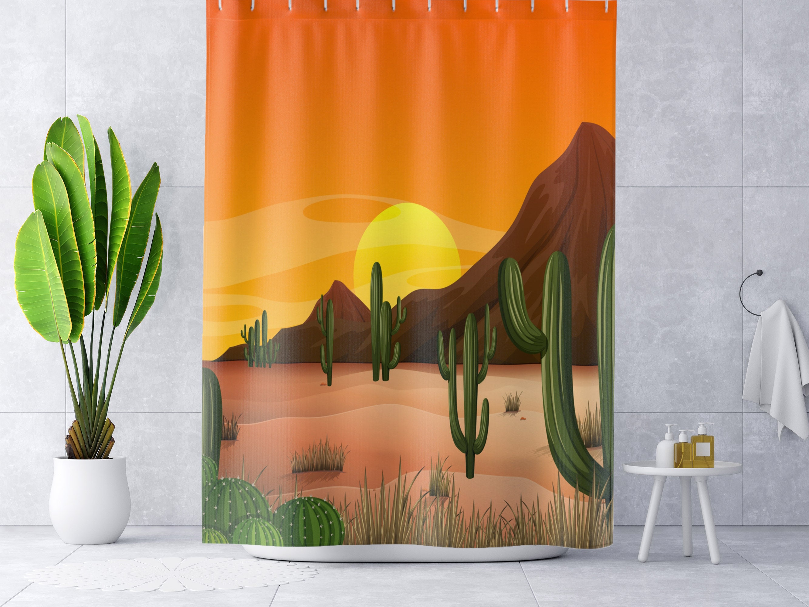 Desert Landscape Shower Curtain In Unique Design - A Chic And Bold Addition To Your Bathroom Decor