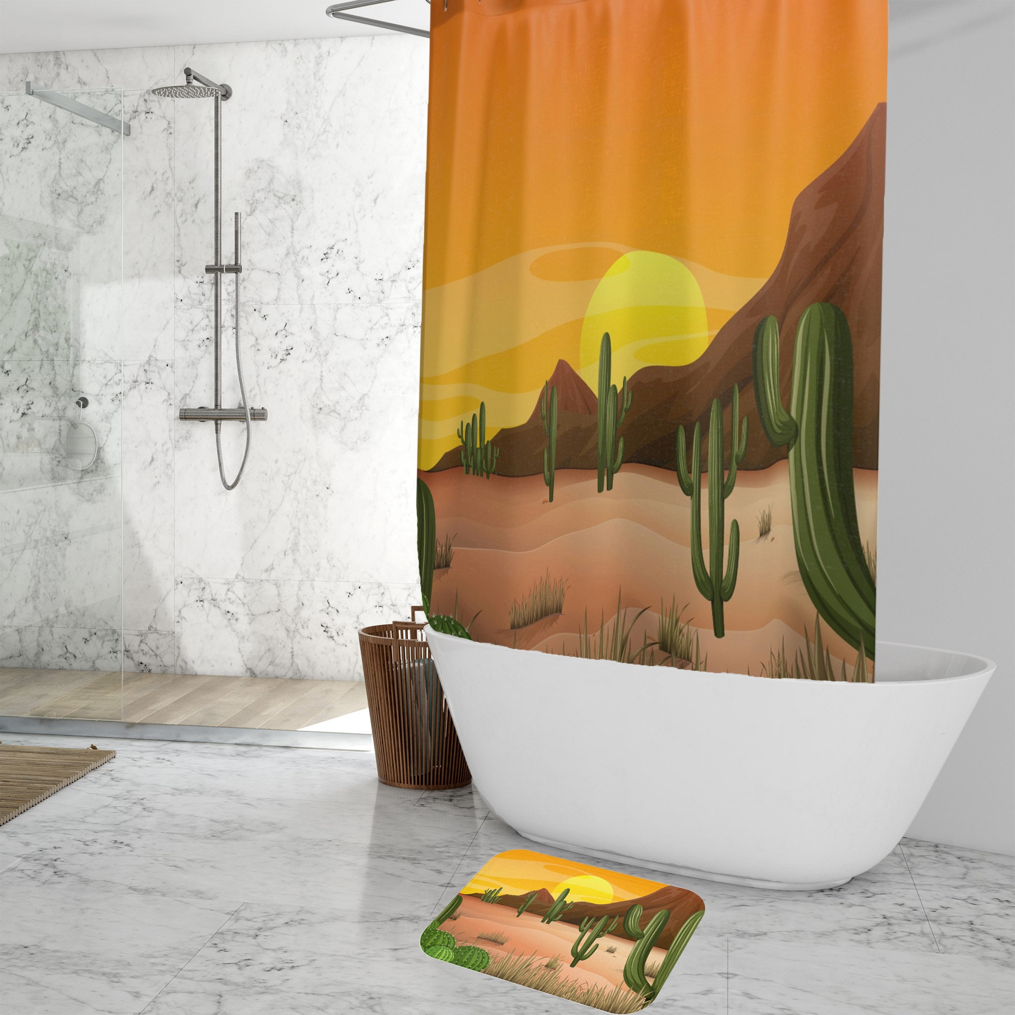 Desert Landscape Shower Curtain In Unique Design - A Chic And Bold Addition To Your Bathroom Decor - Image 2