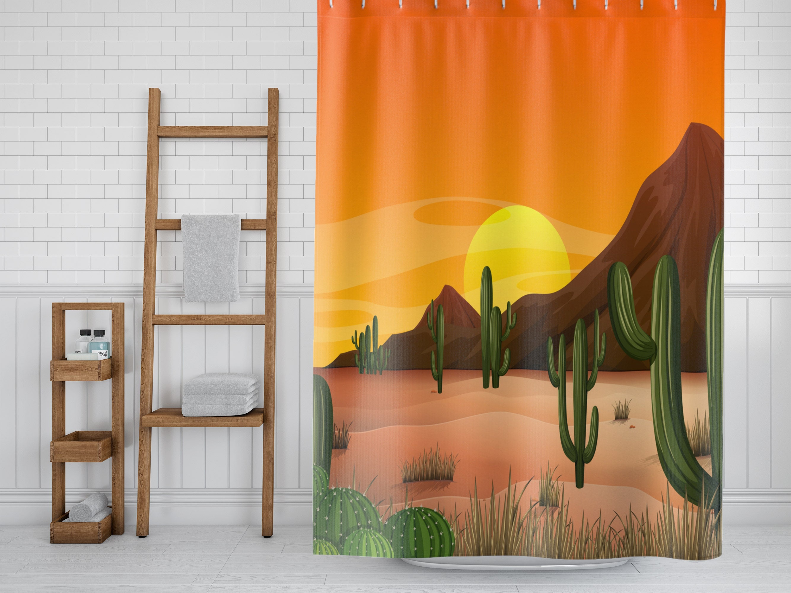 Desert Landscape Shower Curtain In Unique Design - A Chic And Bold Addition To Your Bathroom Decor - Image 3