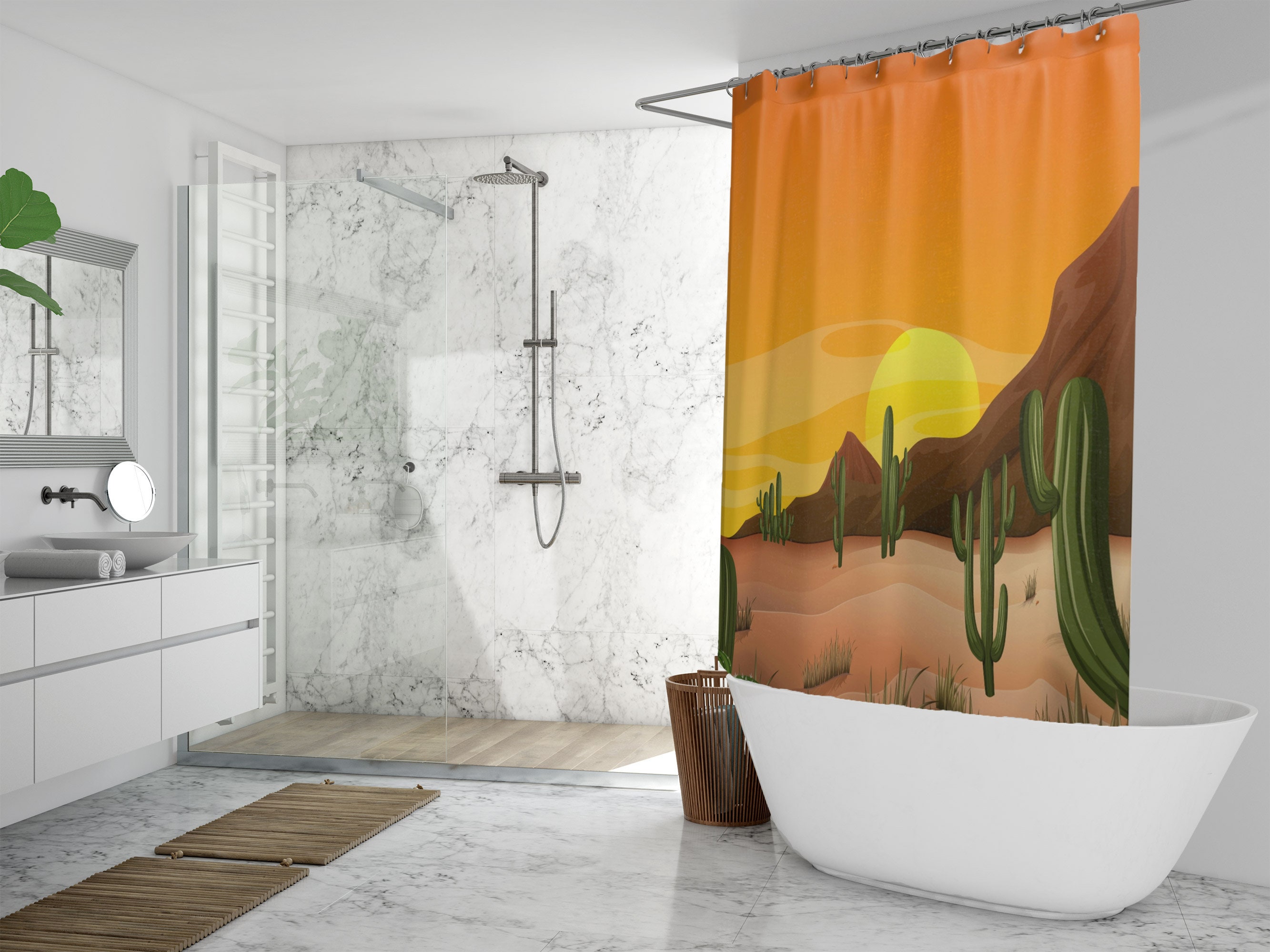 Desert Landscape Shower Curtain In Unique Design - A Chic And Bold Addition To Your Bathroom Decor - Image 4