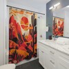 Desert Landscape Shower Curtain With Cacti And Tribal Symbols In Sunset Hues For Boho Bathroom Decor