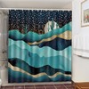 Desert Landscape Shower Curtain with Starry Moon and Cactus Design 