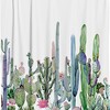 Desert Succulent and Cactus Watercolor Art Printed Shower Curtain for Boho Bathroom Decor