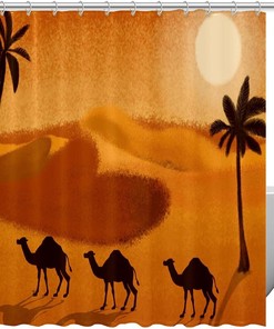 Desert Sun Camel Tree Luxury Shower Curtain for Bathroom