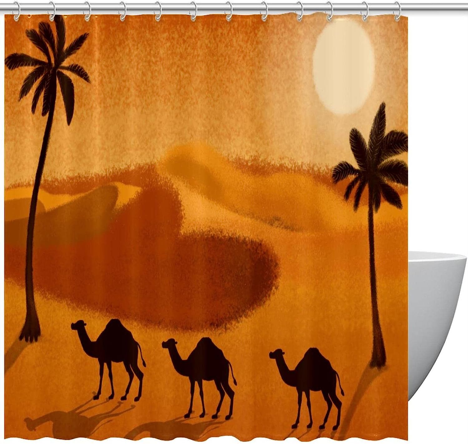 Desert Sun Camel Tree Luxury Shower Curtain for Bathroom
