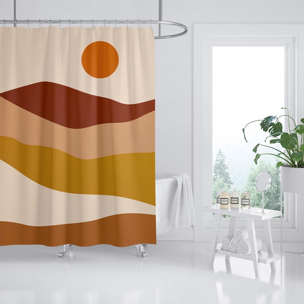 Desert Sunrise Mountain Shower Curtain for a Rustic Bathroom