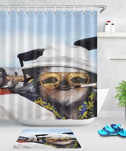 Desert Travel Bath Curtains With Funny Sloth Couple Print, Perfect Bathroom Decor Idea For Travel Lovers 