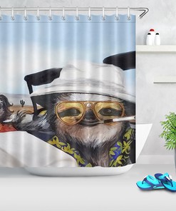 Desert Travel Bath Curtains With Funny Sloth Couple Print, Perfect Bathroom Decor Idea For Travel Lovers
