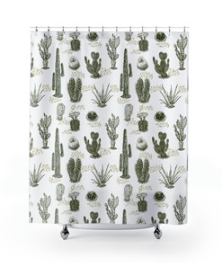 Desert Vibes Shower Curtain Featuring Southwestern Cactus - Capture The Beauty Of Desert Life In Your Bathroom