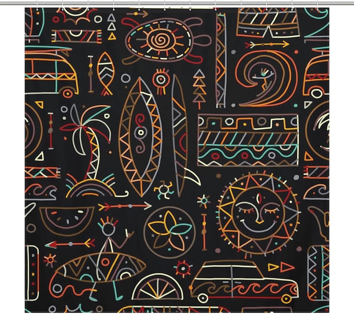 Design Print Hawaii Turtle Polynesian Shower Curtain Fabric For Bathroom