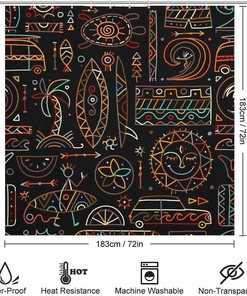 Design Print Hawaii Turtle Polynesian Shower Curtain Fabric For Bathroom