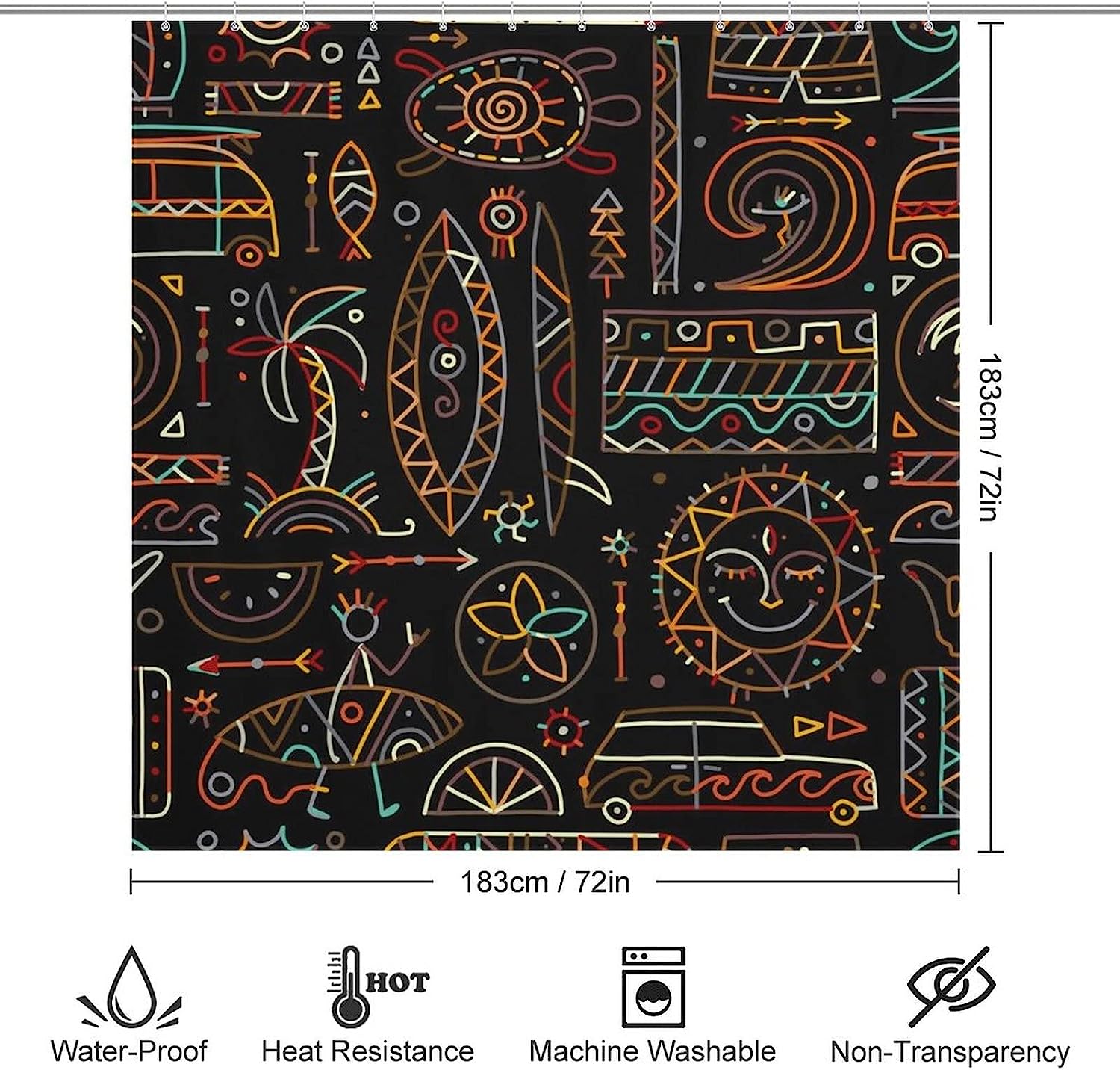 Design Print Hawaii Turtle Polynesian Shower Curtain Fabric For Bathroom
