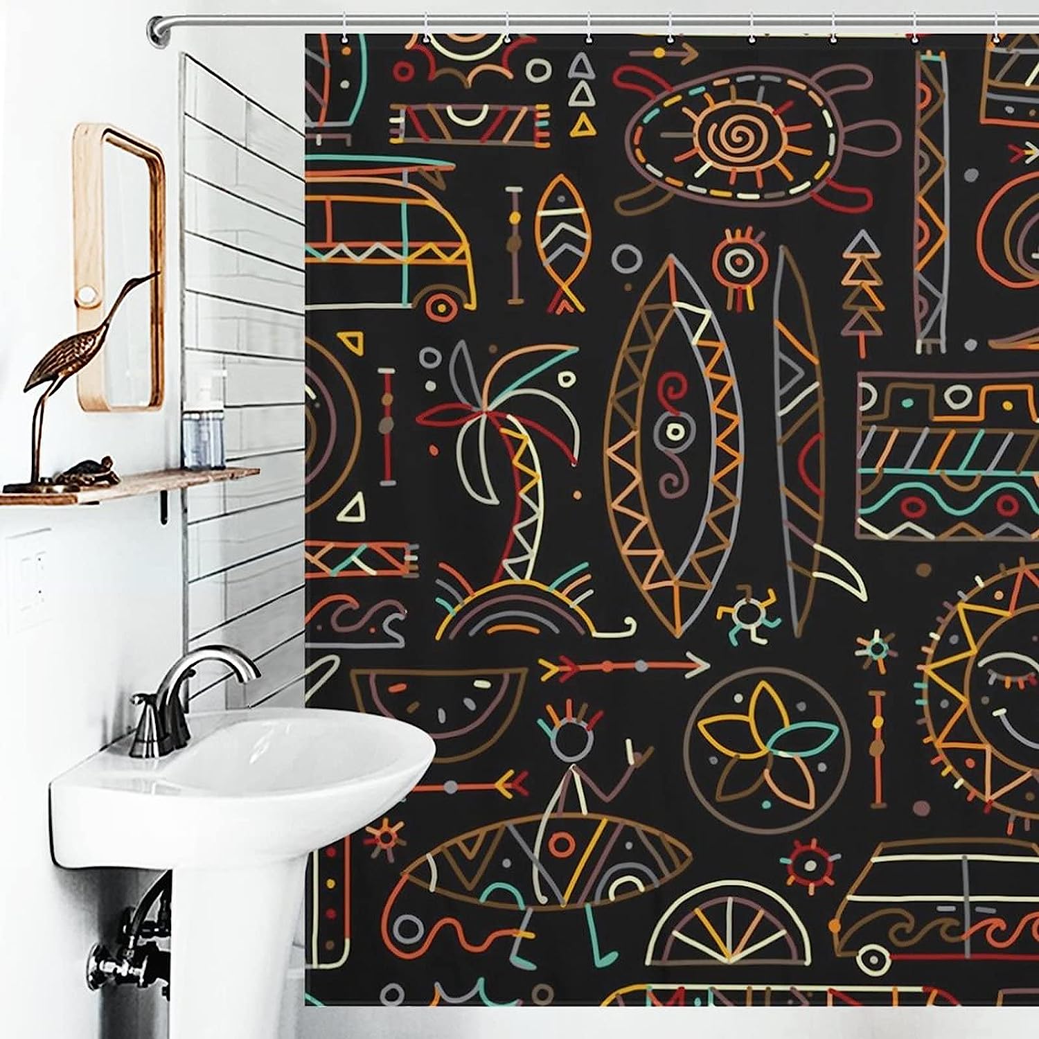 Design Print Hawaii Turtle Polynesian Shower Curtain Fabric For Bathroom
