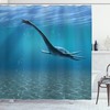 Design Shower Curtain With Aquatic Dinosaurs Underwater Swimming Marine Art
