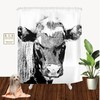 Designer Black Cow Animal Curtain Bath Curtain With White Color For Modern Bathroom Decor