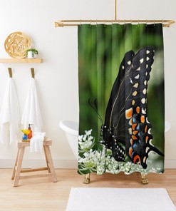 Designer Butterfly Shower Curtain - Beautiful Swallowtail Bath Curtain For A Luxurious Look