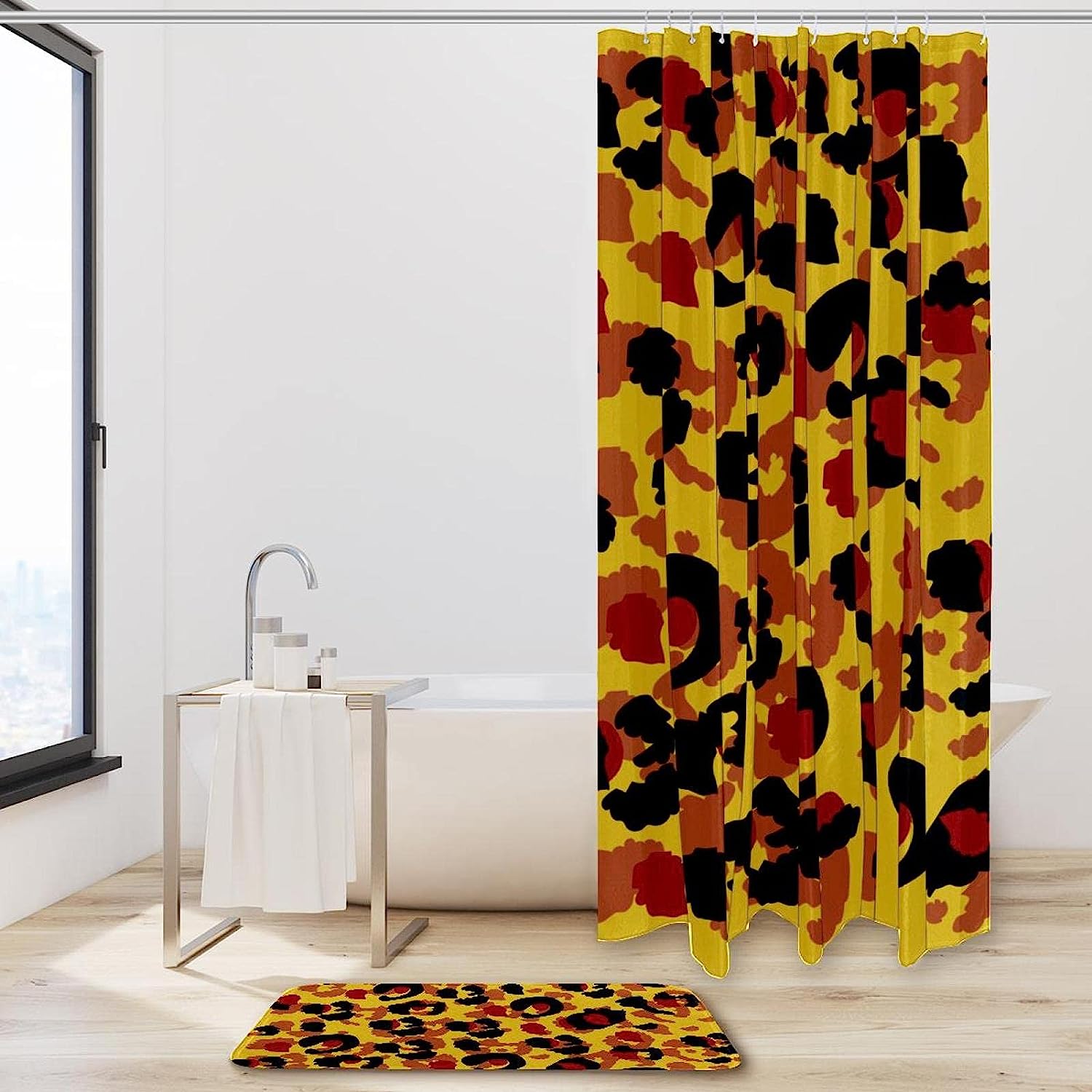 Designer Leopard Print Shower Curtain, Fashion-Forward Bathroom Decor