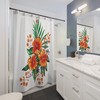 Designer Orange Hibiscus Shower Curtain - White Botanical Bathroom Decor, Unique Curtain Accessory