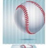 Detailed Baseball Illustration Waterproof Shower Curtain, Realistic Bathroom Curtain