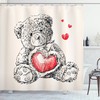 Detailed Sketch Teddy Bear Print Shower Curtain - A Cute And Whimsical Addition To Your Bathroom