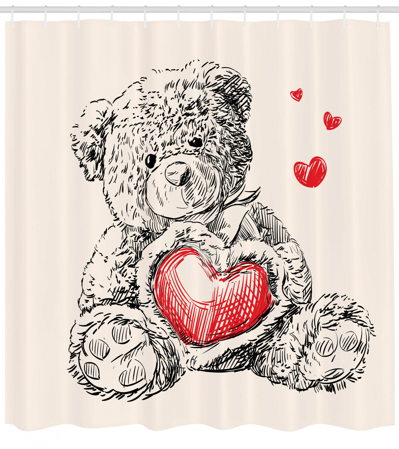Detailed Sketch Teddy Bear Print Shower Curtain - A Cute And Whimsical Addition To Your Bathroom - Image 2