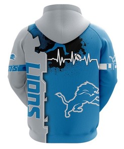 Detroit Lions 3D All Over Print Zip Hoodie With Custom Design For Nfl Fans