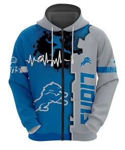 Detroit Lions 3D All Over Print Zip Hoodie With Custom Design For Nfl Fans