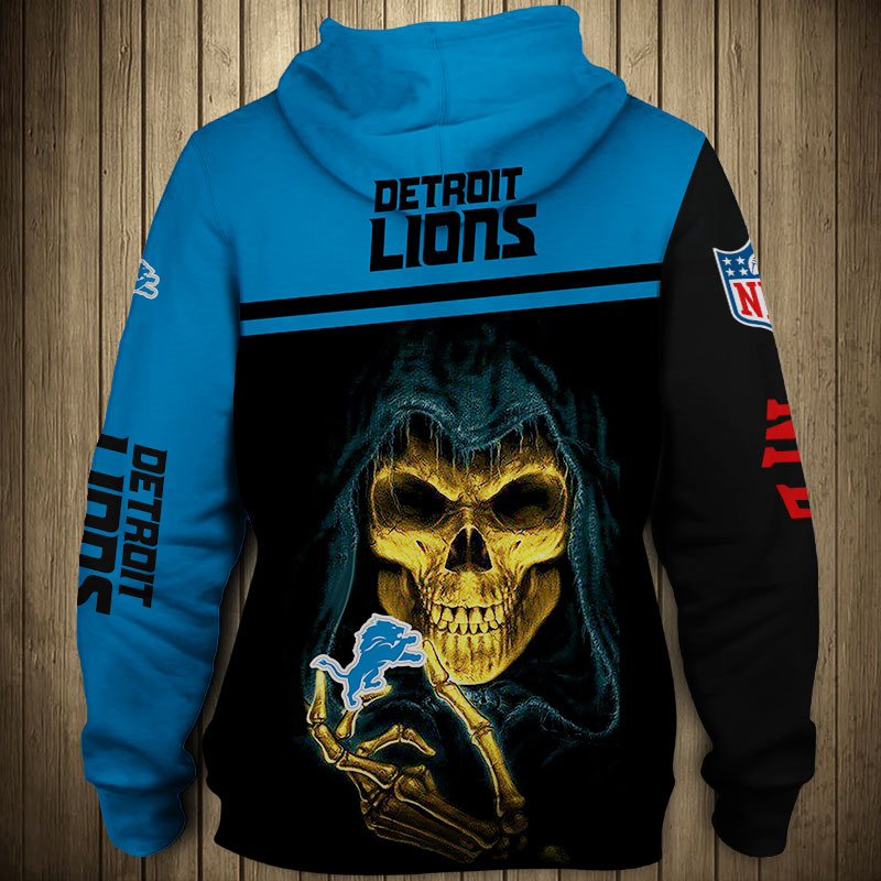 Detroit Lions 3D Skull Hoodie Pullover Zip Hoodie All Over Print For Fans