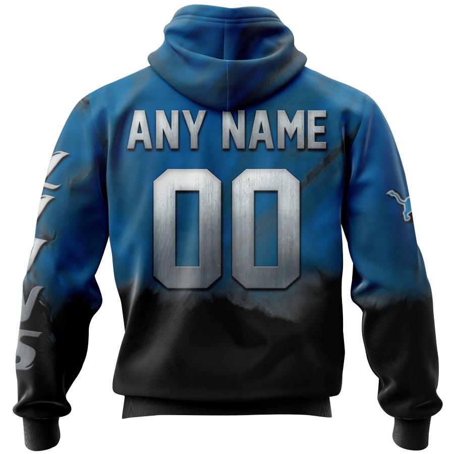 Detroit Lions Custom Name & Number All Over Print Hoodie For Fans