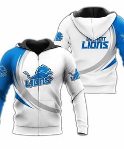 Detroit Lions Graphic Curve All Over Print Zip Hoodie For Fans