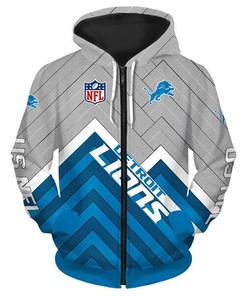 Detroit Lions Hoodie 3D All Over Print Zip Hoodie Pullover In Full Size