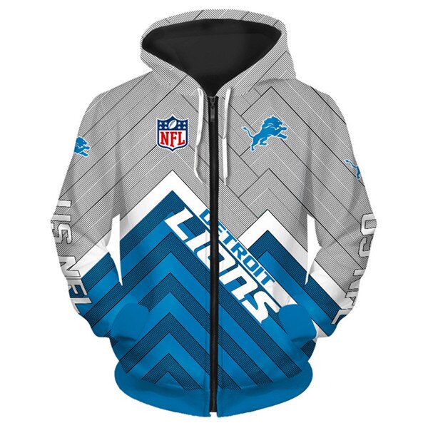 Detroit Lions Hoodie 3D All Over Print Zip Hoodie Pullover In Full Size