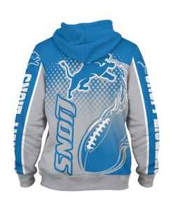 Detroit Lions Hoodie 3D Cute Flame Balls Graphic All Over Print Zip Hoodie Gift For Fans