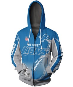 Detroit Lions Hoodie 3D Cute Flame Balls Graphic All Over Print Zip Hoodie Gift For Fans
