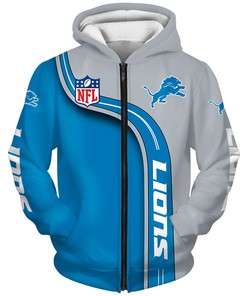 Detroit Lions Hoodie 3D Cute Zip Hoodie Pullover All Over Print Gifts For Fans