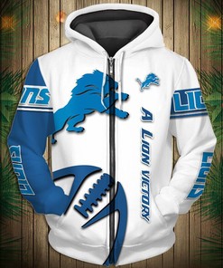 Detroit Lions Hoodie 3D Graphic Balls All Over Print Zip Hoodie Pullover