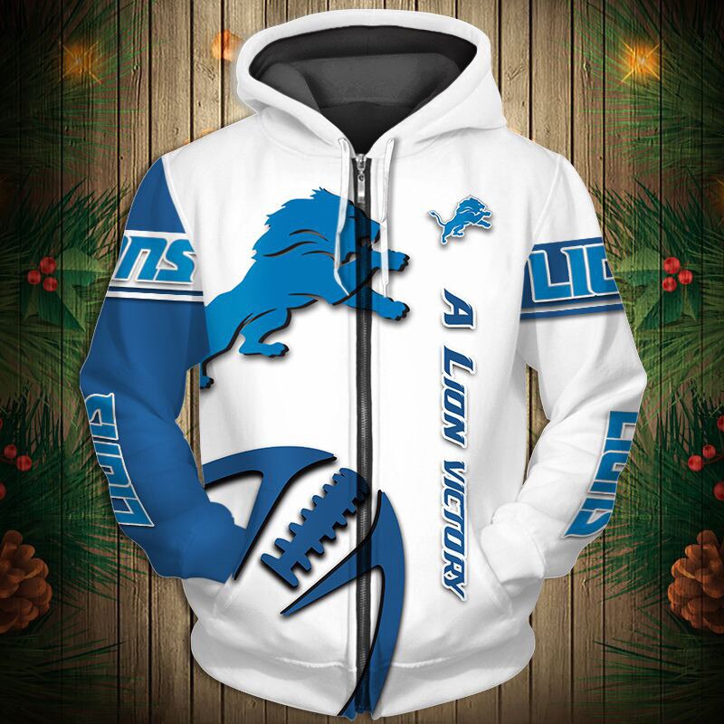 Detroit Lions Hoodie 3D Graphic Balls All Over Print Zip Hoodie Pullover