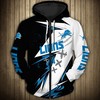 Detroit Lions Hoodie 3D Thunder Graphic All Over Print Zip Hoodie Gift For Fans