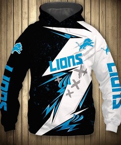 Detroit Lions Hoodie 3D Thunder Graphic All Over Print Zip Hoodie Gift For Fans