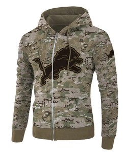 Detroit Lions Hoodie All Over Print Army Graphic Zip Hoodie Pullover Gift For Fans