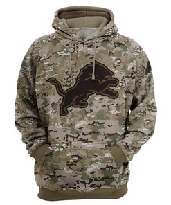 Detroit Lions Hoodie All Over Print Army Graphic Zip Hoodie Pullover Gift For Fans