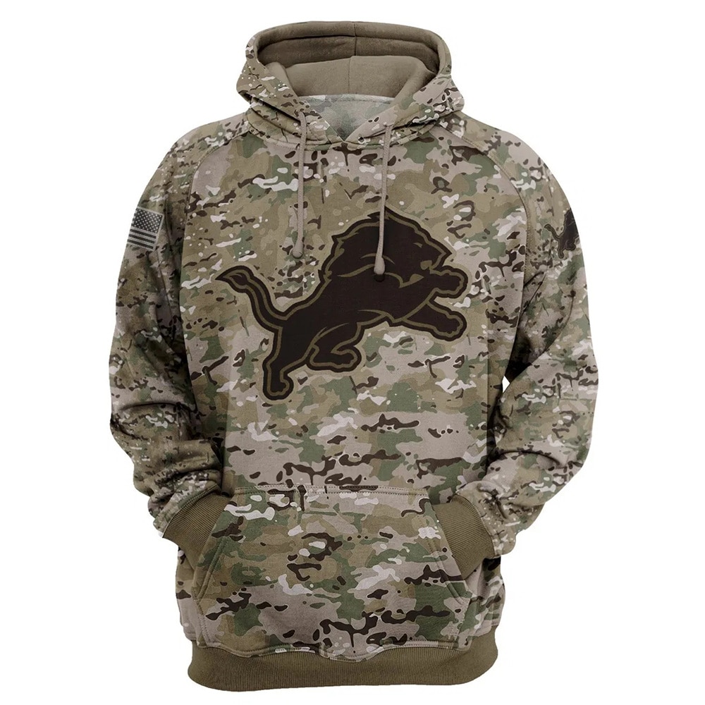 Detroit Lions Hoodie All Over Print Army Graphic Zip Hoodie Pullover Gift For Fans